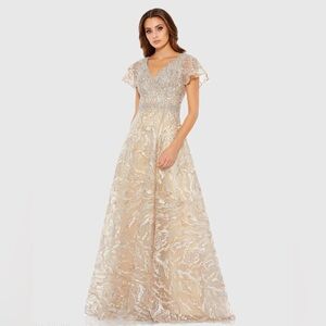 MAC DUGGAL Embellished Illusion Butterfly Sleeve A-Line Gown 6 NWT Style 20301